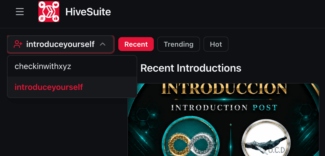 Hive Joiners Feed - Drop Down Menu