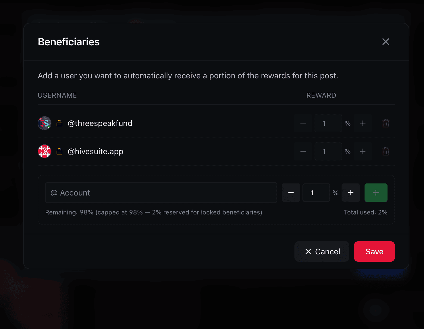 Beneficiary Locking Interface
