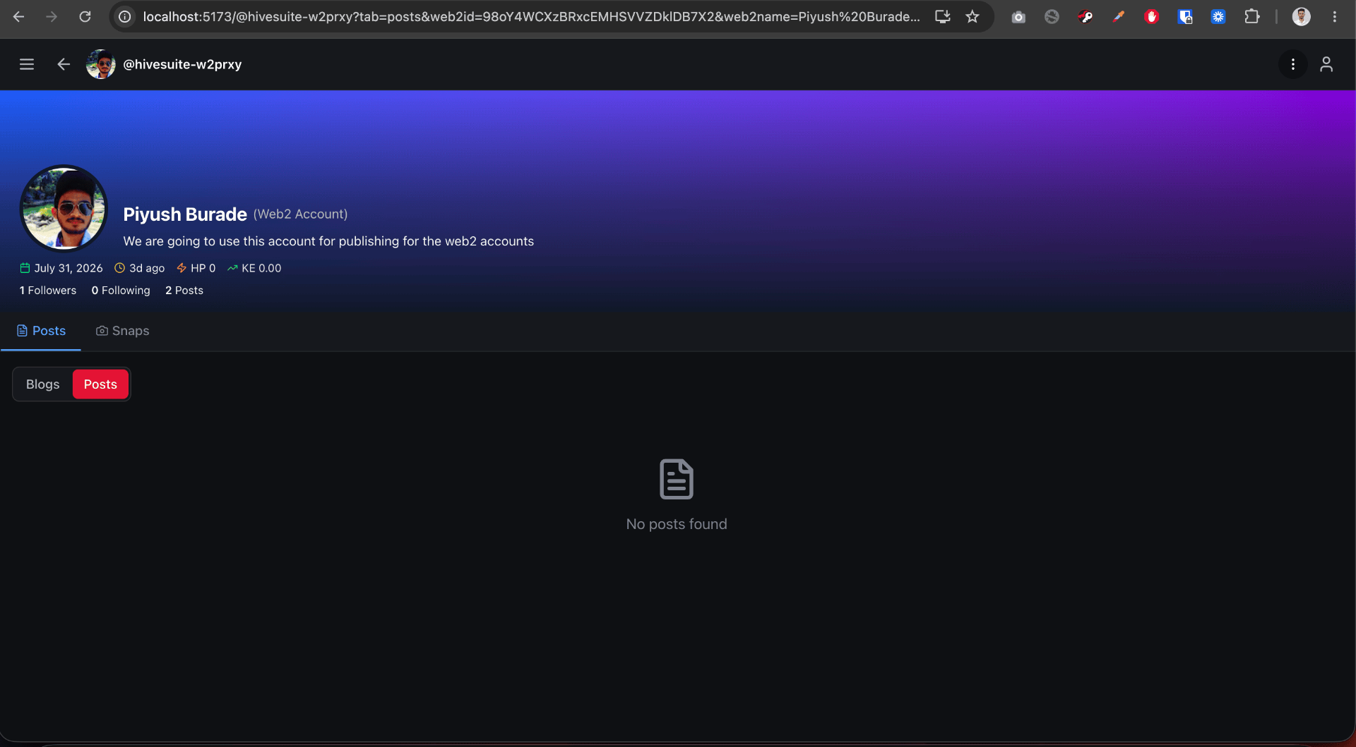Web2 Profile Identity