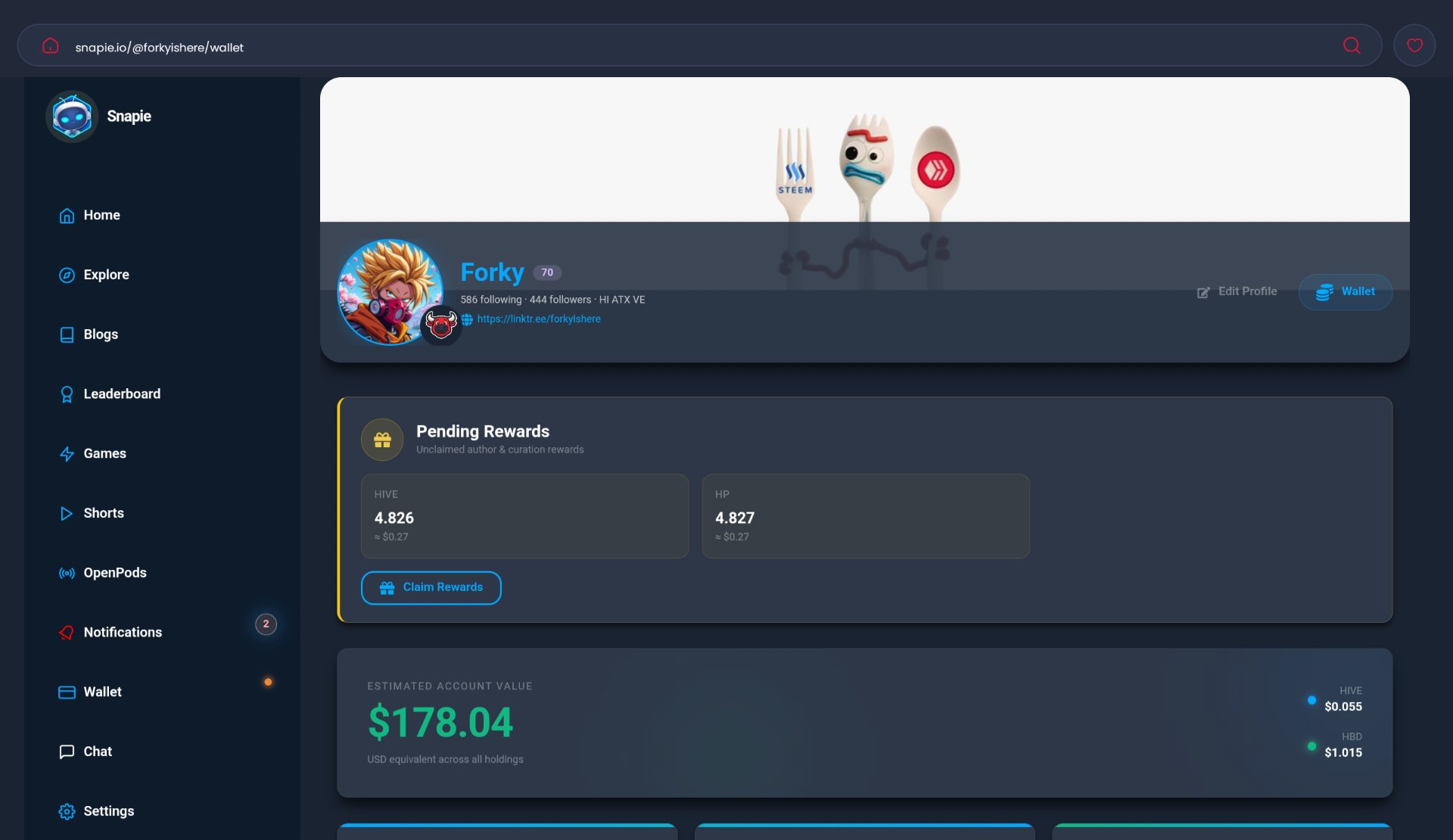 Snapie Wallet view