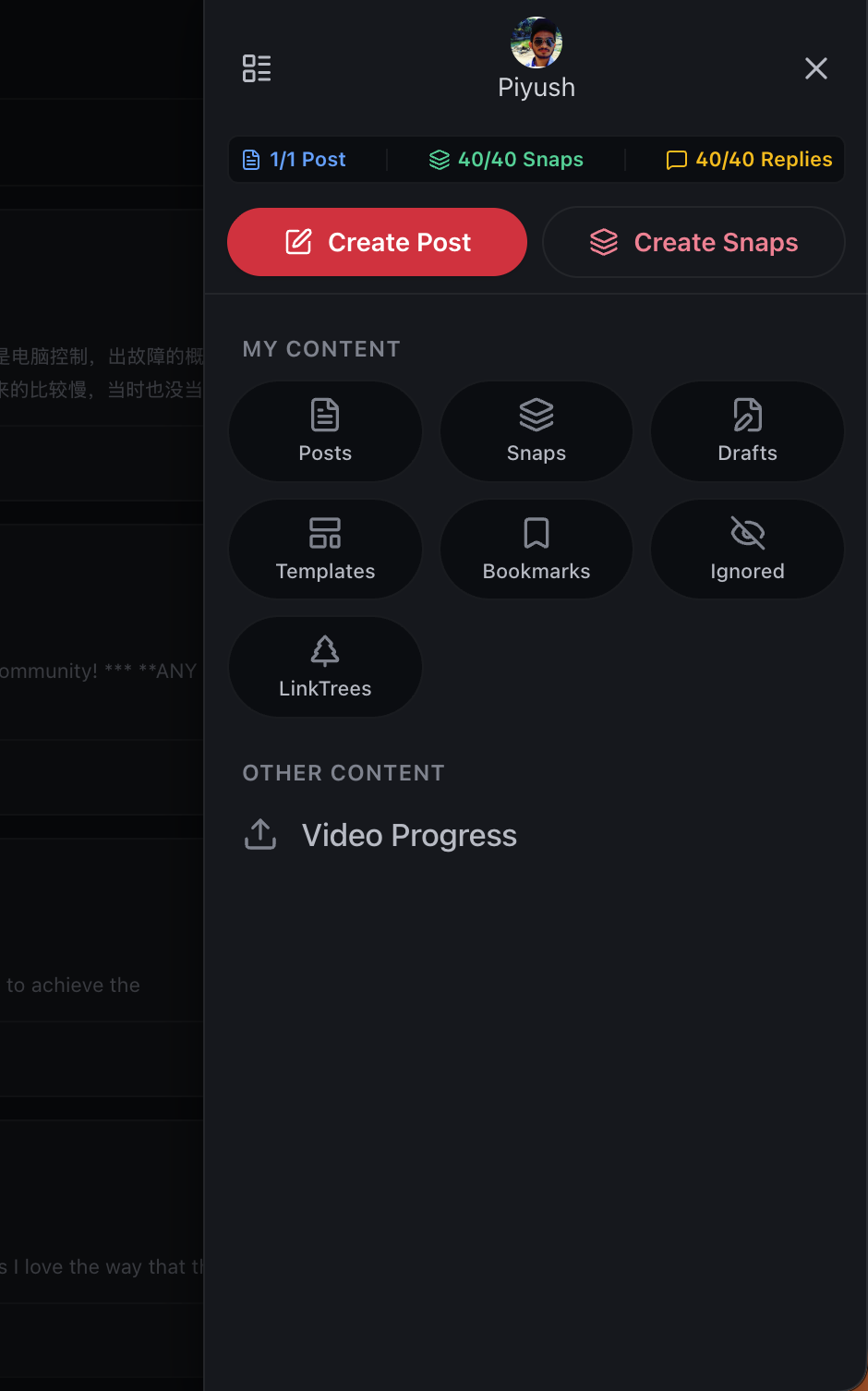 Web2 Profile Drawer & Navigation